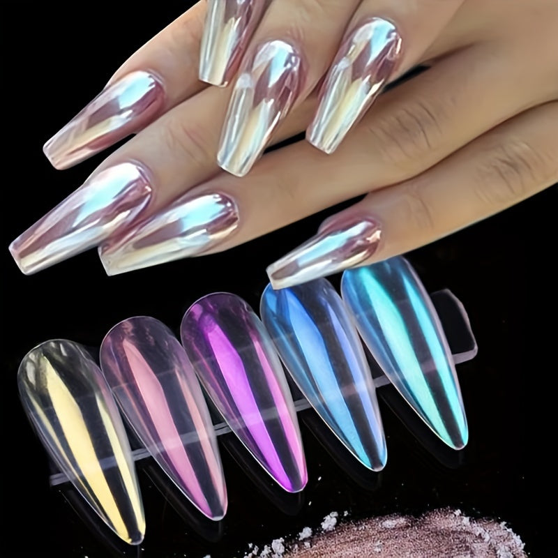 5 Bottles/Set of Nail Pearlescent Powder And Sparkling Powder for Nail Art